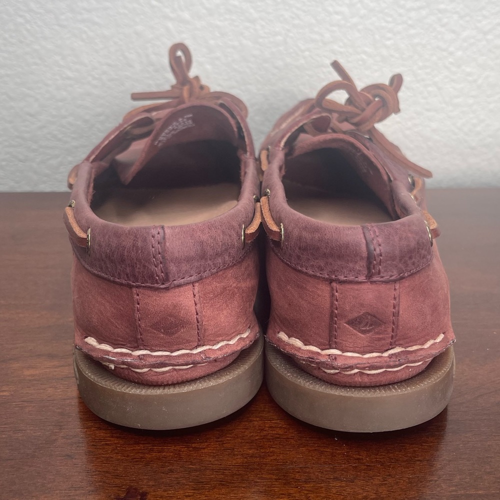 Sperry Women’s Burgundy Leather Tonal Boat Shoes Size 9.5 - Picture 7 of 9